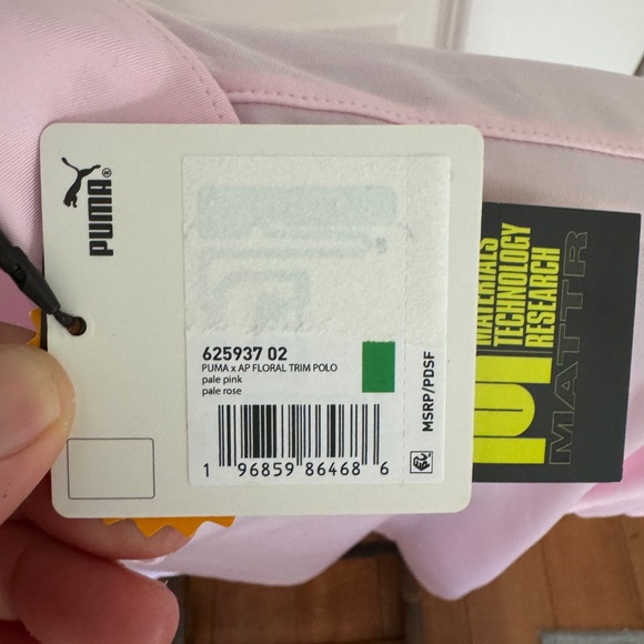 NWT PUMA X AP FLORAL TRIM GOLF POLO - Pink Large - Picture 4 of 7